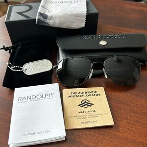 Randolph Aviator Military Special Edition Matte Black Sunglasses Made in USA